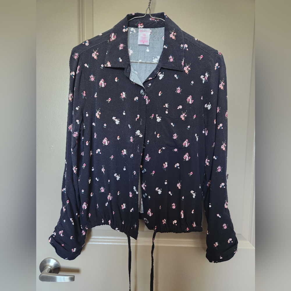 Cropped Floral Button Down